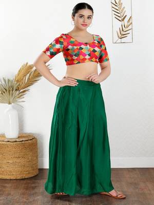 Art Silk Padded Front Open Elbow Sleeves Blouse 6