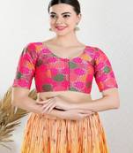 Jacquard Padded Front Open Elbow Sleeves Blouse