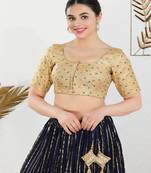 Jacquard Padded Front Open Elbow Sleeves Blouse