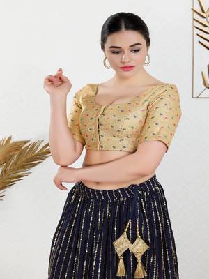 Jacquard Padded Front Open Elbow Sleeves Blouse 4