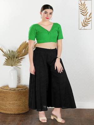 Cotton Blend Padded Front Open Elbow Sleeves Blouse 2