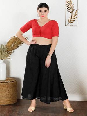 Cotton Blend Padded Front Open Elbow Sleeves Blouse 2