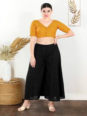 Cotton Blend Padded Front Open Elbow Sleeves Blouse 2