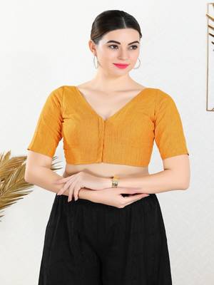 Cotton Blend Padded Front Open Elbow Sleeves Blouse 1