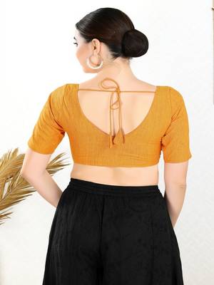Cotton Blend Padded Front Open Elbow Sleeves Blouse 5