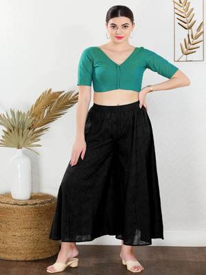 Cotton Blend Padded Front Open Elbow Sleeves Blouse 2
