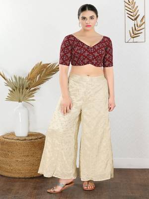 Cotton Blend Padded Front Open Elbow Sleeves Blouse 2