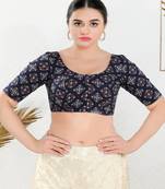 Cotton Blend Padded Front Open Elbow Sleeves Blouse