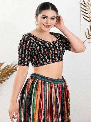 Cotton Blend Padded Front Open Elbow Sleeves Blouse 3