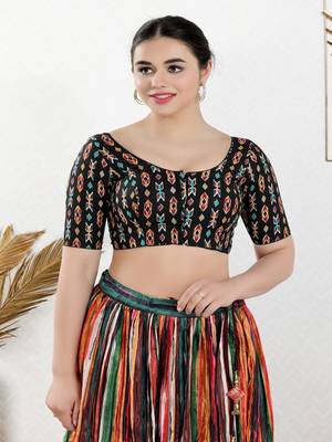 Cotton Blend Padded Front Open Elbow Sleeves Blouse 1
