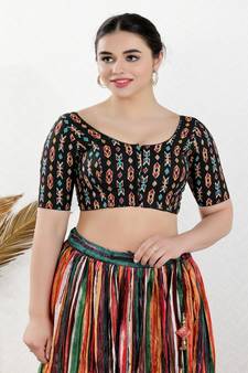 Cotton Blend Padded Front Open Elbow Sleeves Blouse