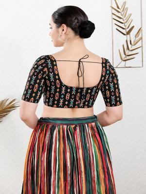 Cotton Blend Padded Front Open Elbow Sleeves Blouse 5