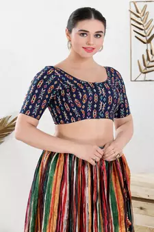 Cotton Blend Padded Front Open Elbow Sleeves Blouse