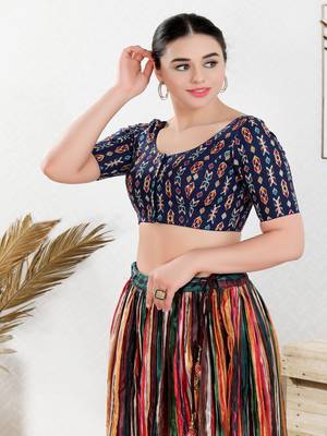 Cotton Blend Padded Front Open Elbow Sleeves Blouse 4