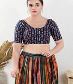 Cotton Blend Padded Front Open Elbow Sleeves Blouse