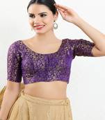 Jacquard Padded Front Open Elbow Sleeves Blouse