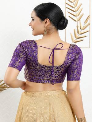 Jacquard Padded Front Open Elbow Sleeves Blouse 5