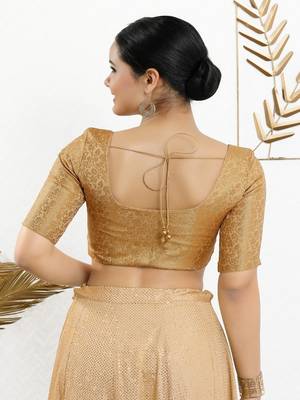 Jacquard Padded Front Open Elbow Sleeves Blouse 5