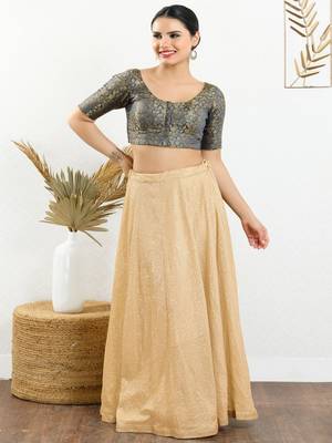 Jacquard Padded Front Open Elbow Sleeves Blouse 2