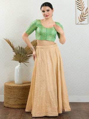 Jacquard Padded Front Open Elbow Sleeves Blouse 2
