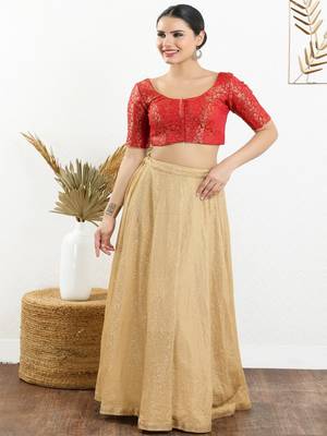 Jacquard Padded Front Open Elbow Sleeves Blouse 2