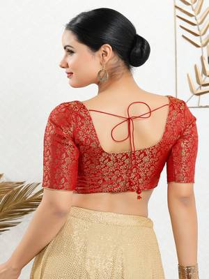 Jacquard Padded Front Open Elbow Sleeves Blouse 5