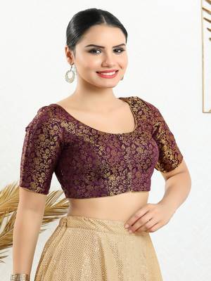 Jacquard Padded Front Open Elbow Sleeves Blouse 3