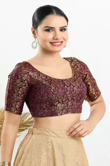 Jacquard Padded Front Open Elbow Sleeves Blouse