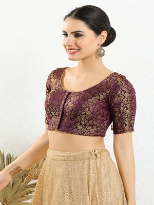 Jacquard Padded Front Open Elbow Sleeves Blouse 4
