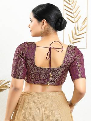 Jacquard Padded Front Open Elbow Sleeves Blouse 5