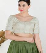 Jacquard Padded Front Open Elbow Sleeves Blouse