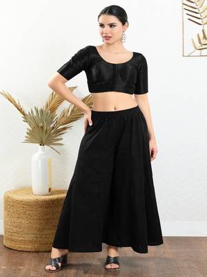 Art Silk Padded Front Open Elbow Sleeves Blouse 2