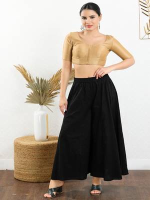 Art Silk Padded Front Open Elbow Sleeves Blouse 2