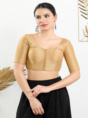 Art Silk Padded Front Open Elbow Sleeves Blouse 1