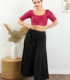 Art Silk Padded Front Open Elbow Sleeves Blouse