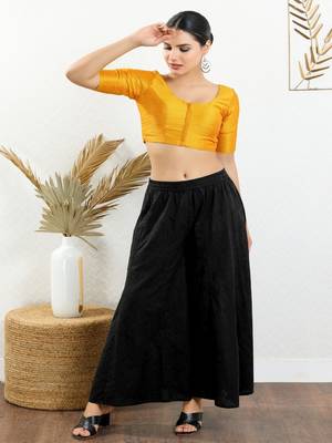 Art Silk Padded Front Open Elbow Sleeves Blouse 2
