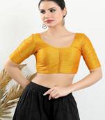 Art Silk Padded Front Open Elbow Sleeves Blouse