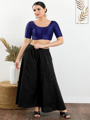 Art Silk Padded Front Open Elbow Sleeves Blouse 2