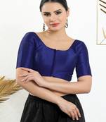 Art Silk Padded Front Open Elbow Sleeves Blouse