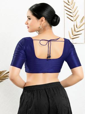 Art Silk Padded Front Open Elbow Sleeves Blouse 5