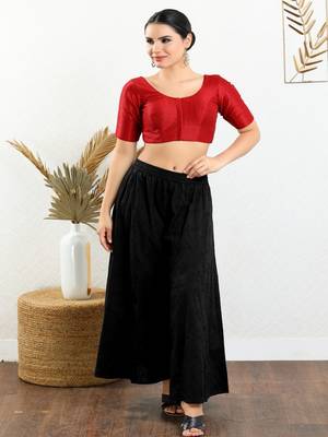 Art Silk Padded Front Open Elbow Sleeves Blouse 2
