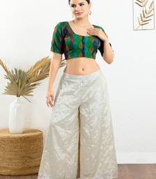 Jacquard Padded Front Open Elbow Sleeves Blouse