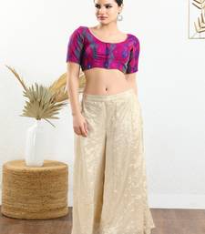 Jacquard Padded Front Open Elbow Sleeves Blouse