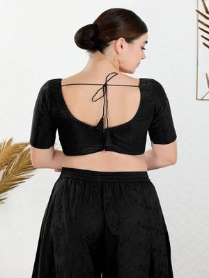 Polyester Padded Back Open Elbow Sleeves Blouse 5