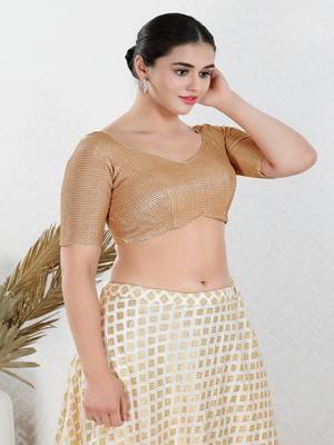 Polyester Padded Back Open Elbow Sleeves Blouse 3