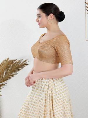 Polyester Padded Back Open Elbow Sleeves Blouse 4