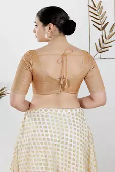 Polyester Padded Back Open Elbow Sleeves Blouse