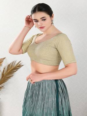 Polyester Padded Back Open Elbow Sleeves Blouse 4