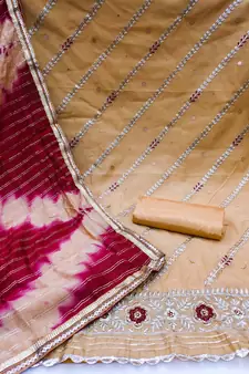 Beige Embroidered Chanderi Salwar