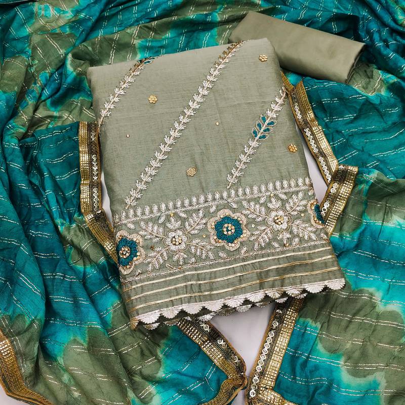 Mehendi embroidered chanderi salwar